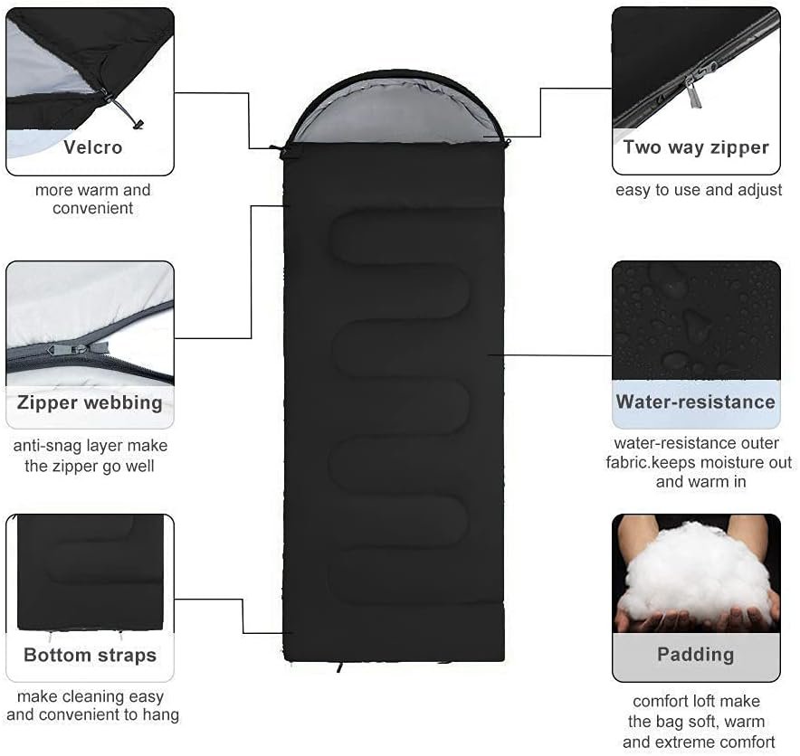 Sleeping Bag, Lightweight 3 Season Weather Sleep Bags for Kids Adults Girls Women, Microfiber Filled 5-20 Degree for Backpacking/Hiking/Camping/Mountaineering with Compression Sack - Image 2