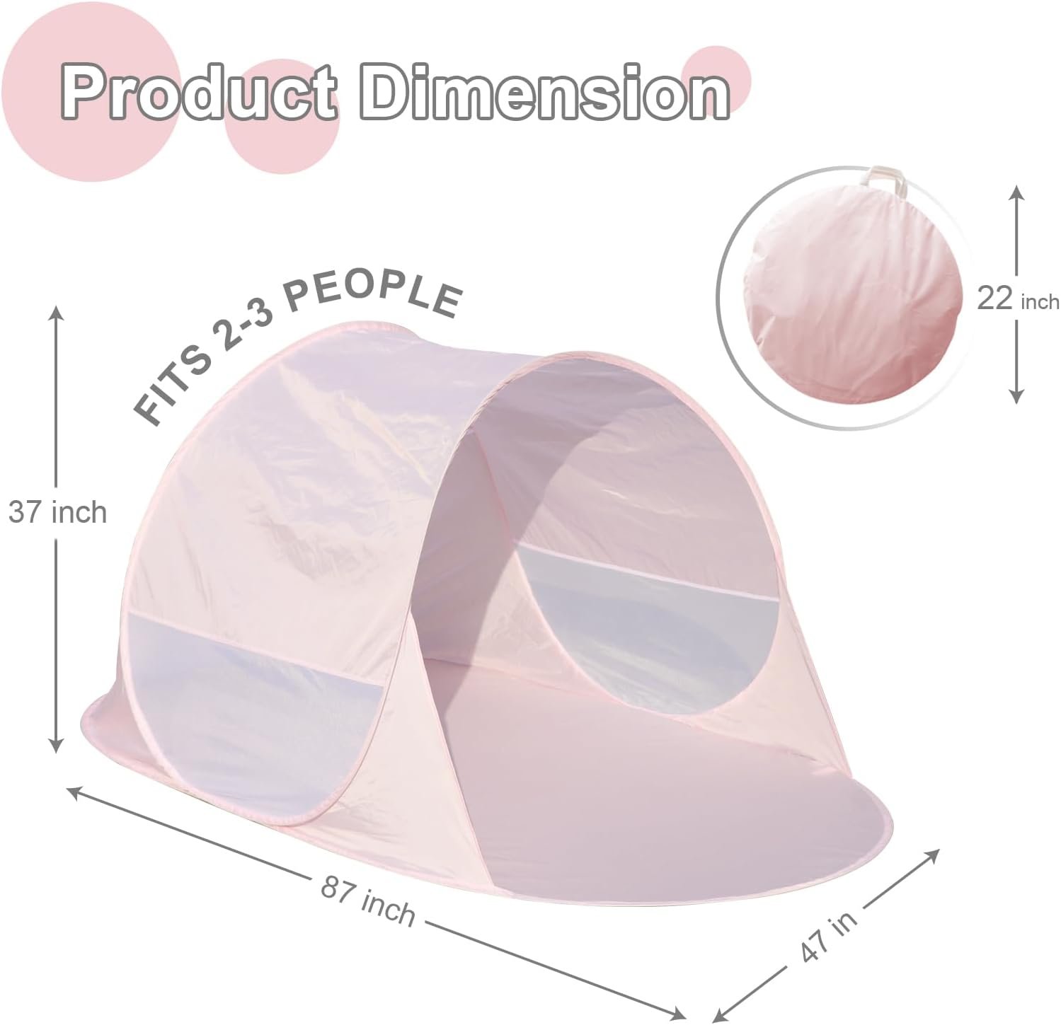Pop Up Beach Tent, Portable Sun Shelter, Pink (2823A) - Image 2