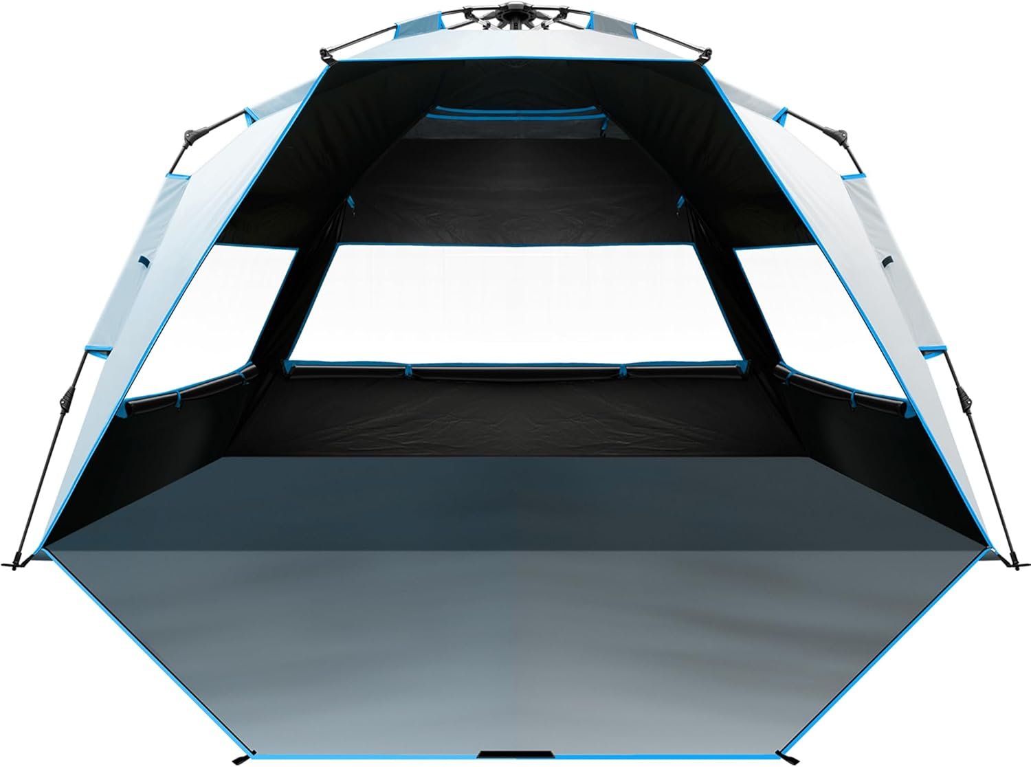 Beach Tent with Blackout Shelter Technology, Portable Beach Shade Sun Shelter Canopy for 4-6 Person with UPF 50+ UV Protection, Easy Setup Pop Up Tent Family Size