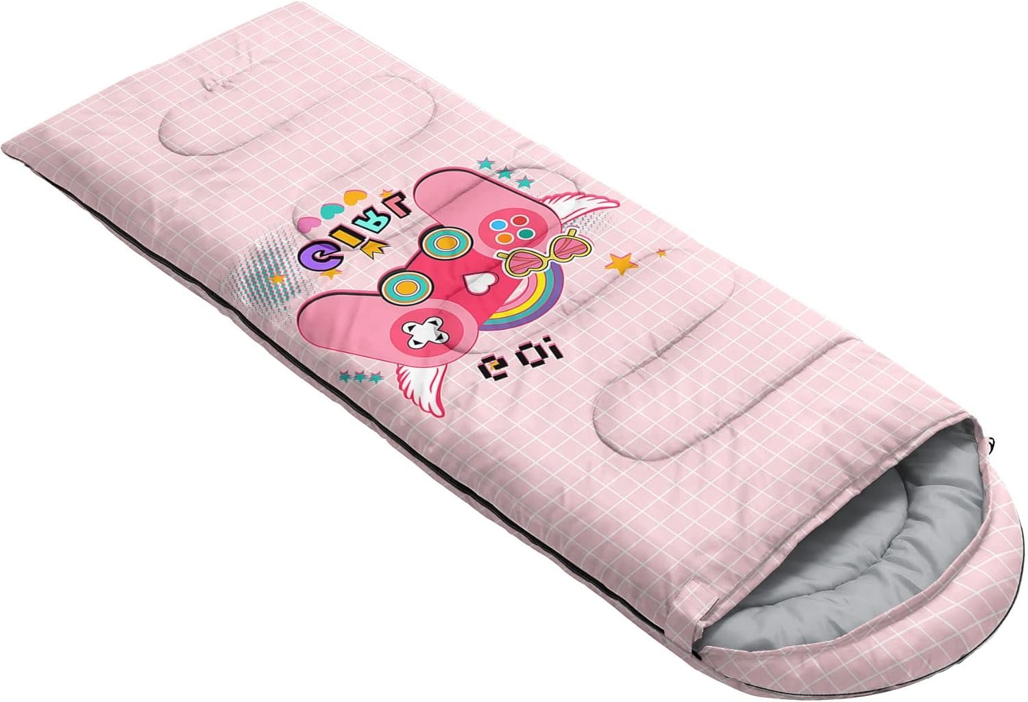 Kids Sleeping Bag for Boys Girls,Rocket Astronaut Moon Print-Lightweight Warm Portable Outdoor Indoor-Waterproof Cold Weather Resistant Sleeping Bag for Camping Hiking - Image 2