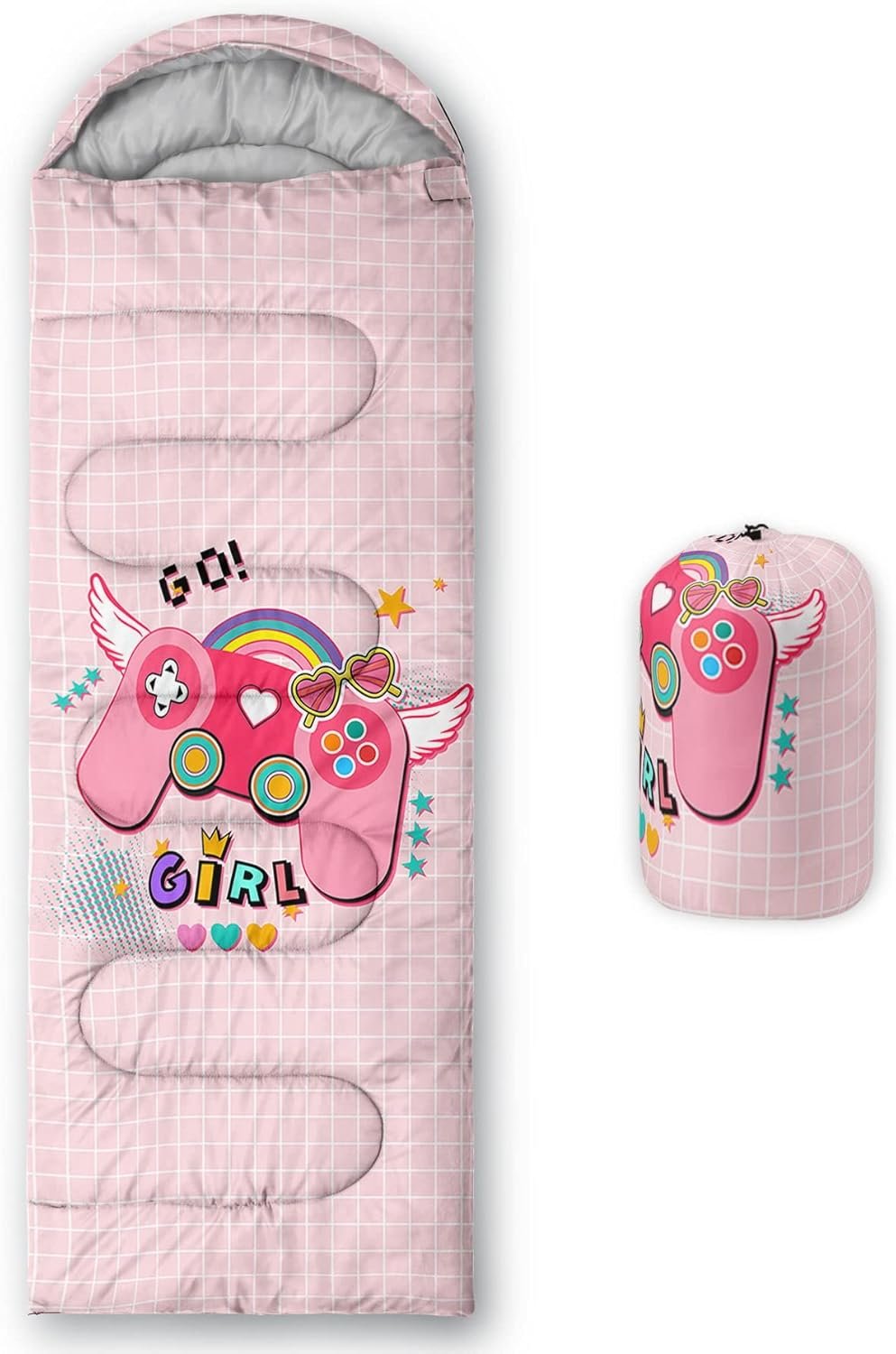 Kids Sleeping Bag for Boys Girls,Rocket Astronaut Moon Print-Lightweight Warm Portable Outdoor Indoor-Waterproof Cold Weather Resistant Sleeping Bag for Camping Hiking