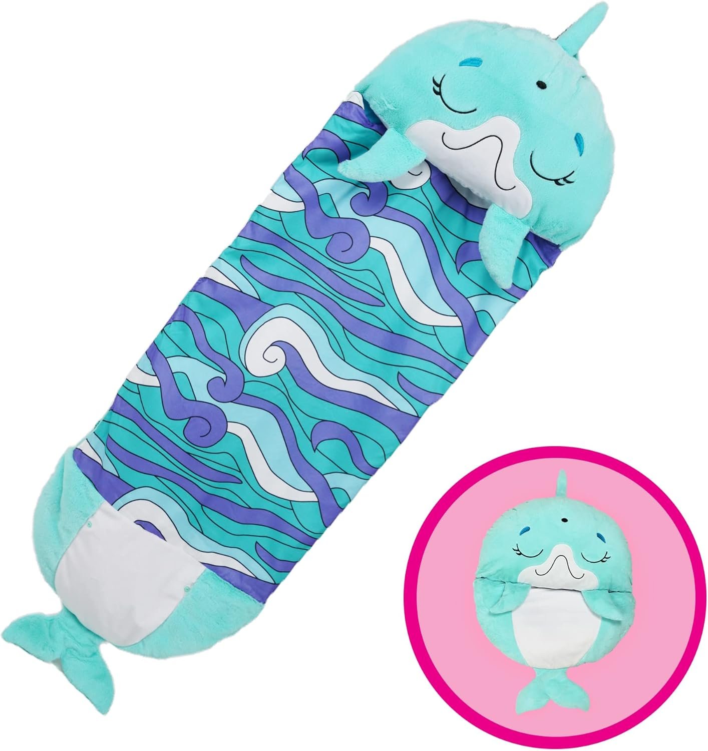 Pillow & Sleepy Sack Medium Dolphin 54" Comfy, Cozy, Compact, Super Soft, Warm, All Season, Sleeping Bag with Pillow