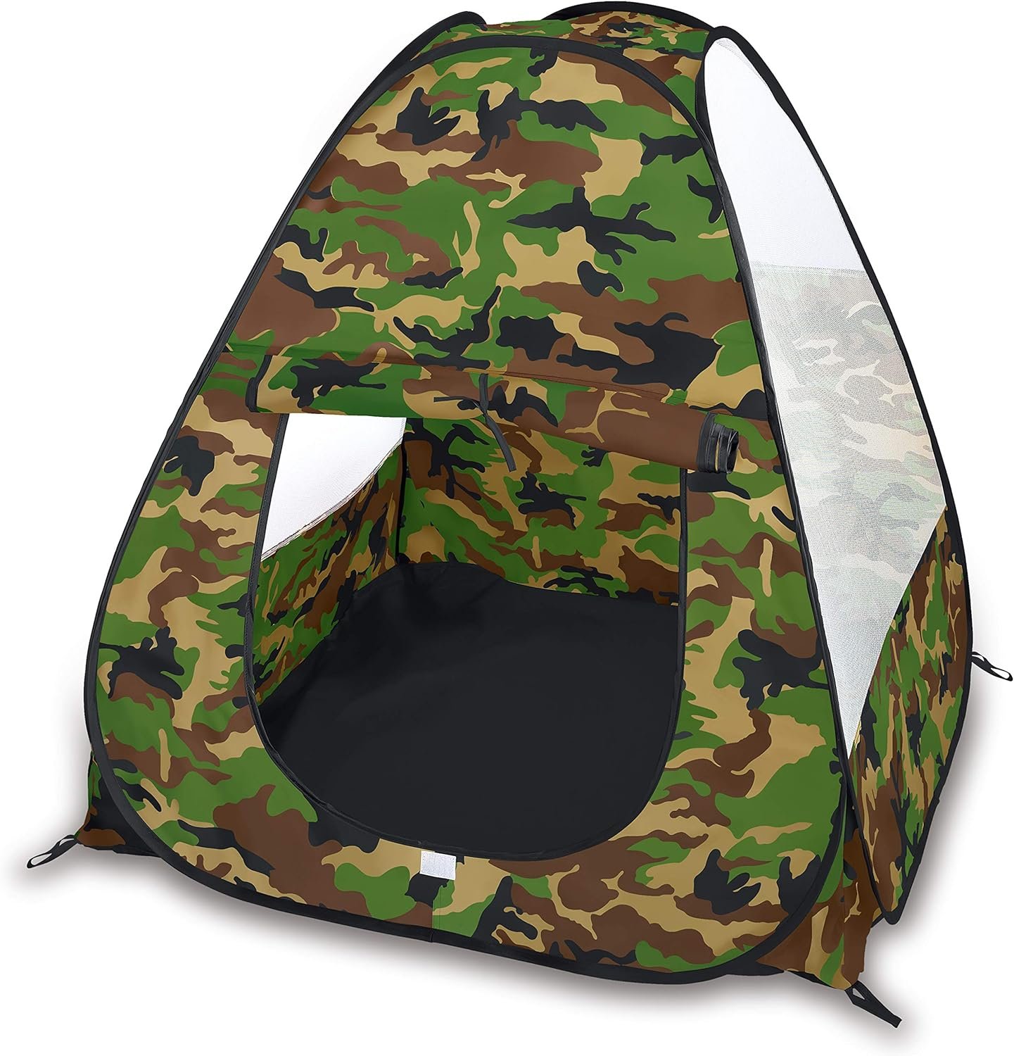 Military Pop Up Play Tent - Collapsible Army Indoor Outdoor Camouflage Playhouse Hunting Toy for Kids
